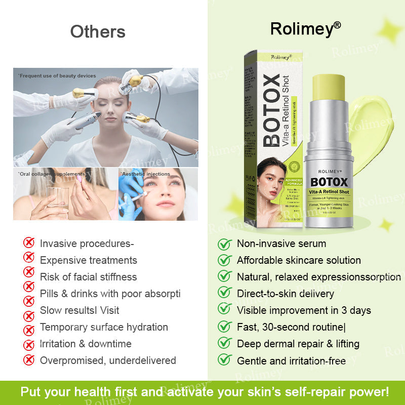 👨‍⚕️Made and Shipped from the Canada ✅Rolimey® Botox & Vita-A Retinol Shot Wrinkle-Lift Tightening stick- Last Day Promotion 70% OFF🔥LAST DAY 70% OFF