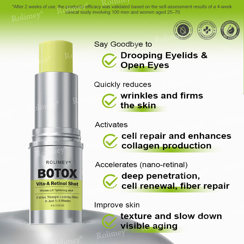 👨‍⚕️Made and Shipped from the Canada ✅Rolimey® Botox & Vita-A Retinol Shot Wrinkle-Lift Tightening stick- Last Day Promotion 70% OFF🔥LAST DAY 70% OFF