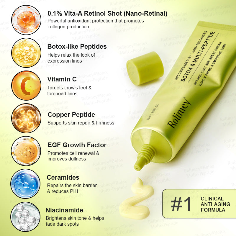 🍃🪄🌟Rolimey® Multi-Peptide Retinol Shot Age-Reset Wrinkle-Lift Cream